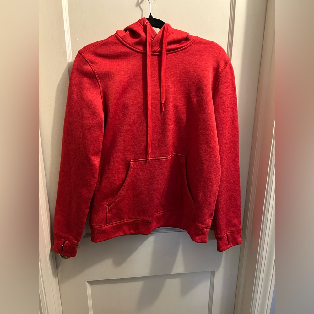 Adidas red Climawarm hoodie medium
